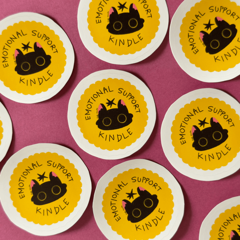Emotional Support Kindle – Cat Sticker - Image 2