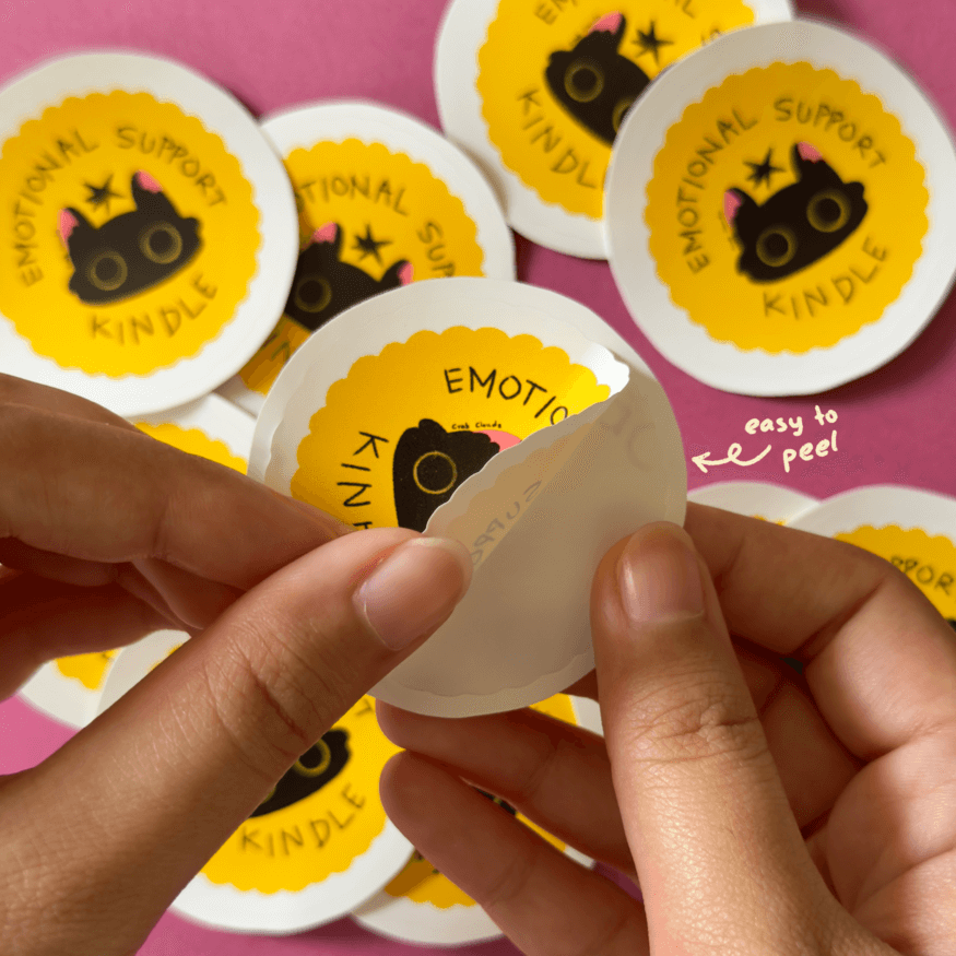 Emotional Support Kindle – Cat Sticker - Image 3