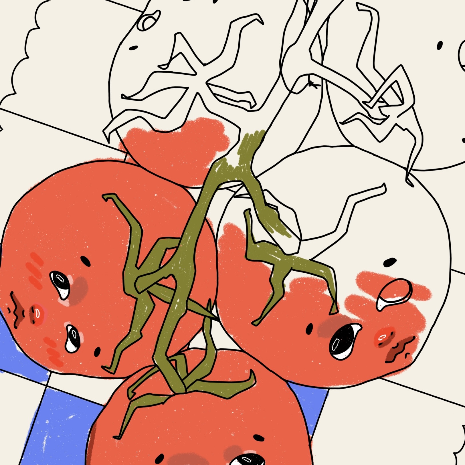 Happy Tomatoes – Printable Coloring Page - Image 2
